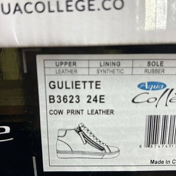 Aqua College Guliette Lace-Up Zip Sneakers- Cow Print Leather- Size 8 - NIB - Picture 7 of 7
